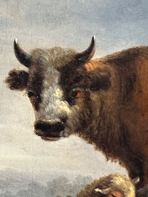 FLEMISH SCHOOL OIL ON PANEL STUDY OF A SHEPHERD AT REST ATTRIBUTED TO EUGENE JOSEPH VERBOECKHOVEN - ADDITIONAL PHOTO 1