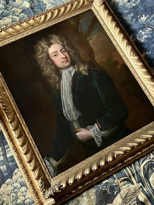 OIL ON CANVAS PORTRAIT OF WILLIAM CONGREVE c.1709  -  STUDIO OF SIR GODFREY KNELLER