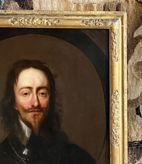 OIL ON CANVAS PORTRAIT OF KING CHARLES I HALF LENGTH WEARING ARMOUR AND THE BADGE OF THE ORDER OF THE GARTER AFTER SIR ANTHONY VAN DYKE - ADDITIONAL PHOTO 5
