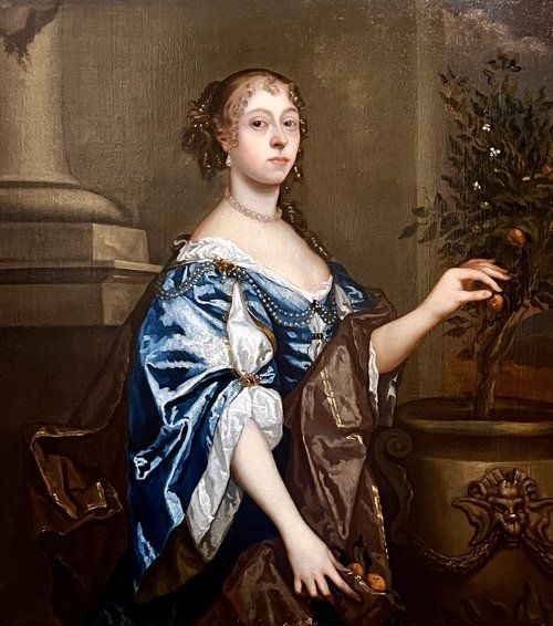 PIETER BORSSELER C 1634 1687 PORTRAIT OF A LADY PICKING ORANGES C1655