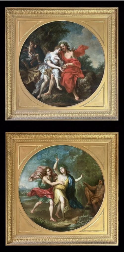 Charles-antoine Coypel (1694 -1752) - Pair of Classical Oil Paintings 'Apollo and Daphne' and 'Venus and Apollo"