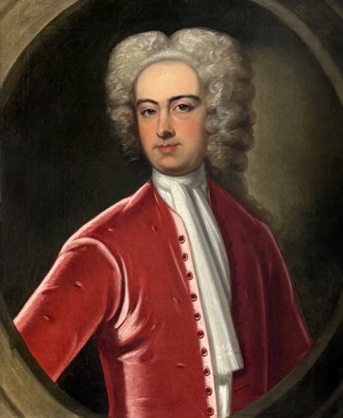 CHARLES JERVAS (1675-1739) - EARLY 18TH CENTURY ENGLISH OIL ON CANVAS PORTRAIT OF A GENTLEMAN.