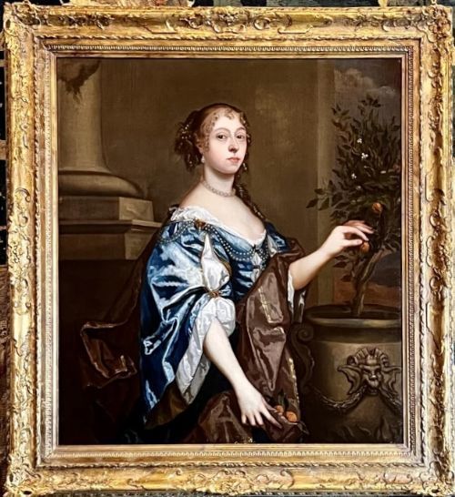 PIETER BORSSELER (c. 1634 - 1687) - PORTRAIT OF A LADY PICKING ORANGES c.1655.