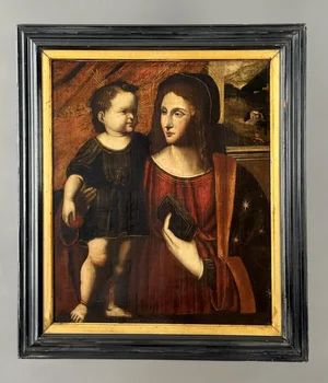 Italian Renaissance School Oil on Canvas Painting -  'The Virgin and Child'  / Circle of Bernardino Luini.
