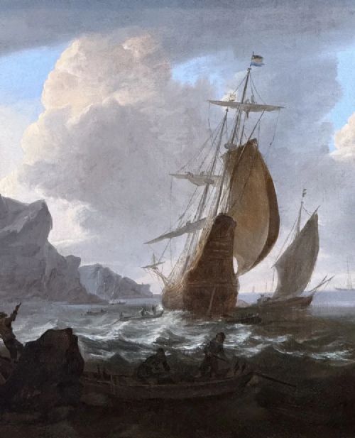 Bonaventura Peeters (1614-1652) - Maritime Oil on Canvas of Dutch Boats in a Gale.