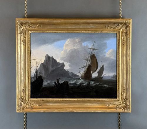 Bonaventura Peeters (1614-1652) - Maritime Oil on Canvas of Dutch Boats in a Gale.