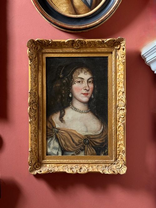 17th Century English School Oil on Canvas Portrait of a Noblewoman