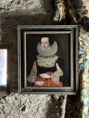17th Century English School - Portrait of a Noblewoman in Elaborate Costume  Dated 1624