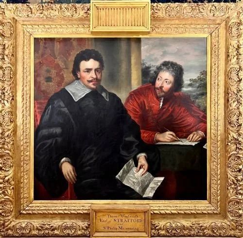 Trajan Hughes Signed and Dated 1713 - Oil on Canvas Portrait of Sir Thomas Wentworth Earl of Strafford and Sir Philip Mainwaring.