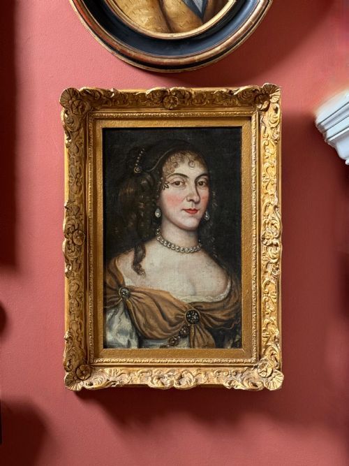 17th Century English School Oil on Canvas Portrait of a Noblewoman