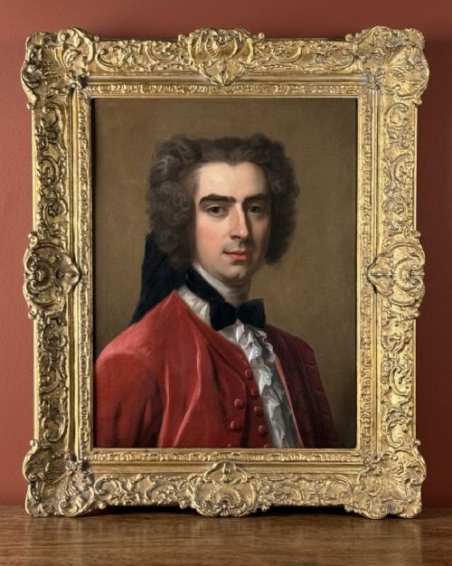 Early 18th Century Portrait of a Gentleman in a Scarlet Jacket - Circle of Jean-baptiste  Van Loo (1684-1745)