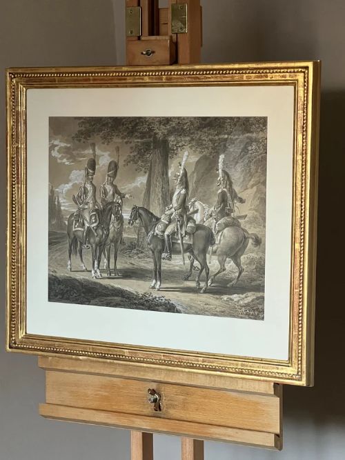 fig 9. VINCENZ GEORG KININGER (1767-1851) - DRAWING OF FOUR FRENCH CAVALRYMEN IN A CLEARING c.1810