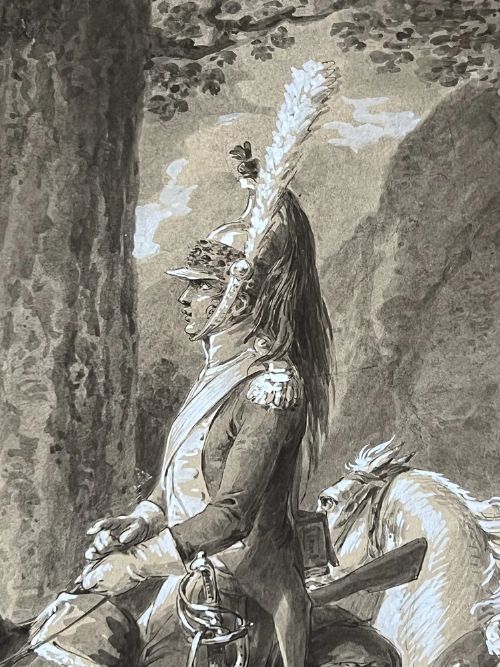 fig 5. VINCENZ GEORG KININGER (1767-1851) - DRAWING OF FOUR FRENCH CAVALRYMEN IN A CLEARING c.1810
