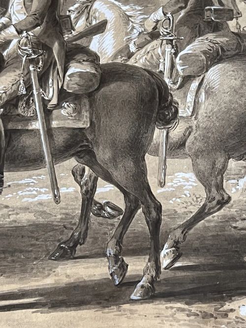 fig 8. VINCENZ GEORG KININGER (1767-1851) - DRAWING OF FOUR FRENCH CAVALRYMEN IN A CLEARING c.1810