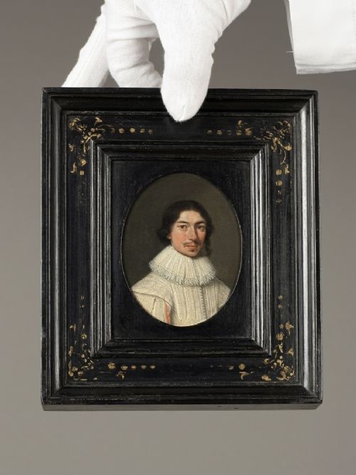 17th Century French School Oil on Copper Portrait Miniature of Henri Coiffier De Ruze D’effiat, Marquis of Cinq-mars (1620-1642)