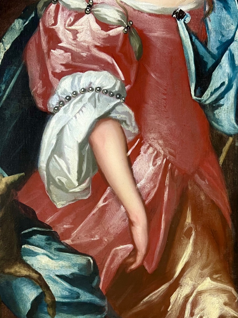 OIL ON CANVAS PORTRAIT OF A YOUNG GIRL AS A SHEPHERDESS c.1670 - CIRCLE OF GERARD SOEST (1600-1681) View IV