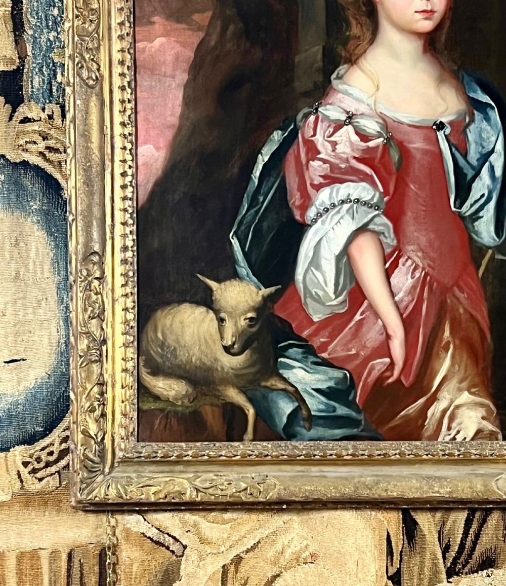 OIL ON CANVAS PORTRAIT OF A YOUNG GIRL AS A SHEPHERDESS c.1670 - CIRCLE OF GERARD SOEST (1600-1681) View V