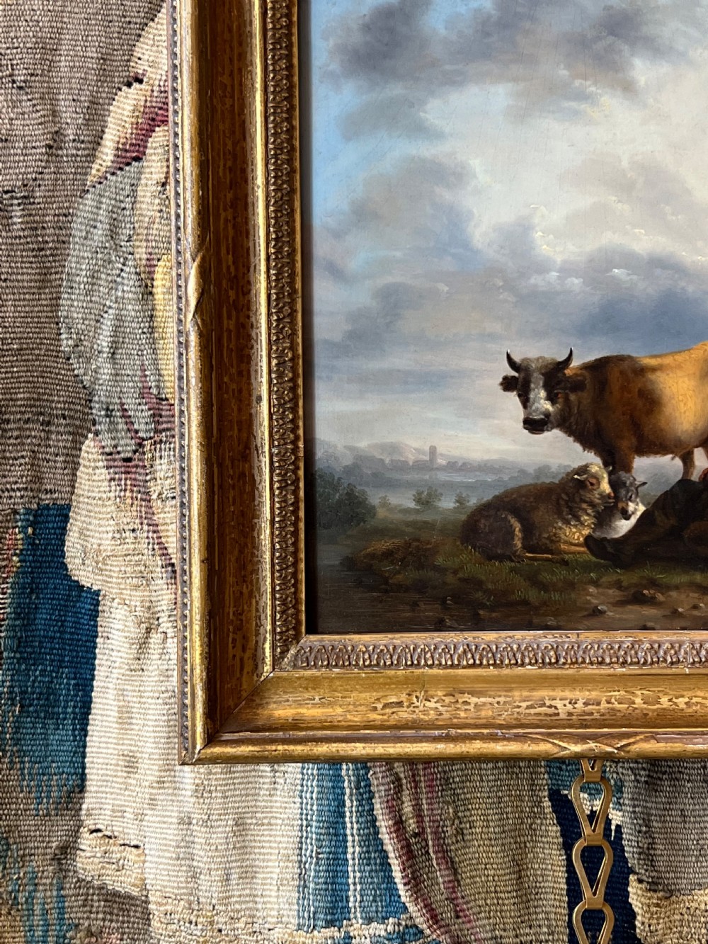 FLEMISH SCHOOL OIL ON PANEL STUDY OF A SHEPHERD AT REST - ATTRIBUTED TO EUGENE - JOSEPH VERBOECKHOVEN. View IV