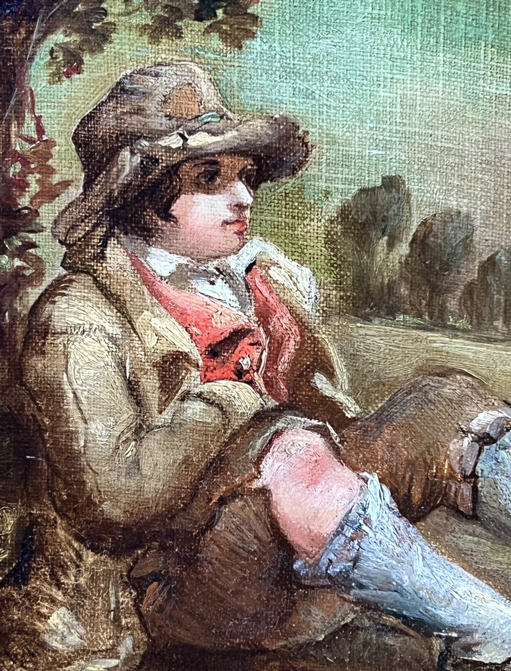 AN 18TH CENTURY OIL PAINTING OF AN ENGLISH BOY IN A LANDSCAPE - GEORGE MORLAND (1763-1804) View V