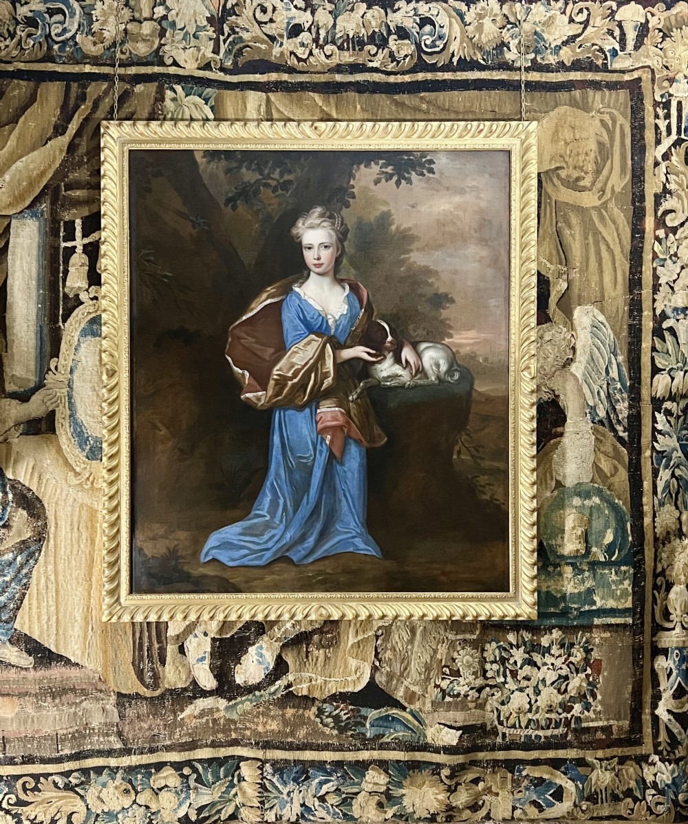 PORTRAIT OF A YOUNG GIRL WITH HER SPANIEL  - ATTRIBUTED TO ROBERT BYNG (1666-1720) View VII