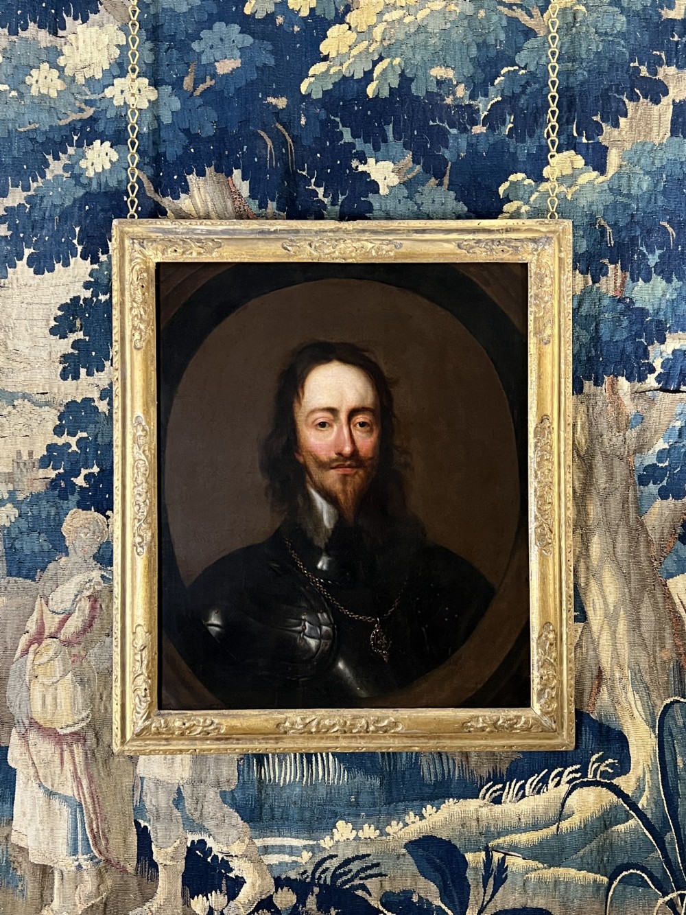 OIL ON CANVAS PORTRAIT OF KING CHARLES I, HALF LENGTH WEARING ARMOUR AND THE BADGE OF THE ORDER OF THE GARTER - AFTER SIR ANTHONY VAN DYKE View V