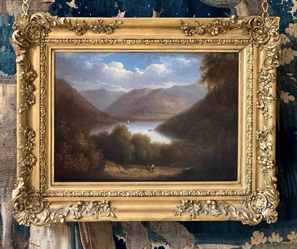 AN EARLY 19TH CENTURY OIL ON PANEL LAKELAND LANDSCAPE - CIRCLE OF JOHN GLOVER (1767 - 1849)
 View II