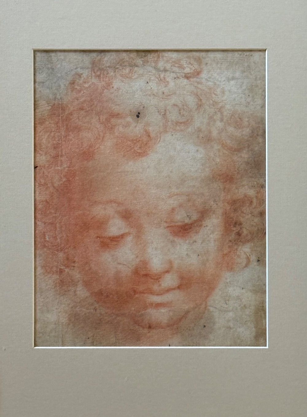 CIRCLE OF MICHELANGELO ANSELMI (ITALIAN c. 1492 – c. 1554) - A RED CHALK RENAISSANCE DRAWING OF A CHILDS FACE.
 View II