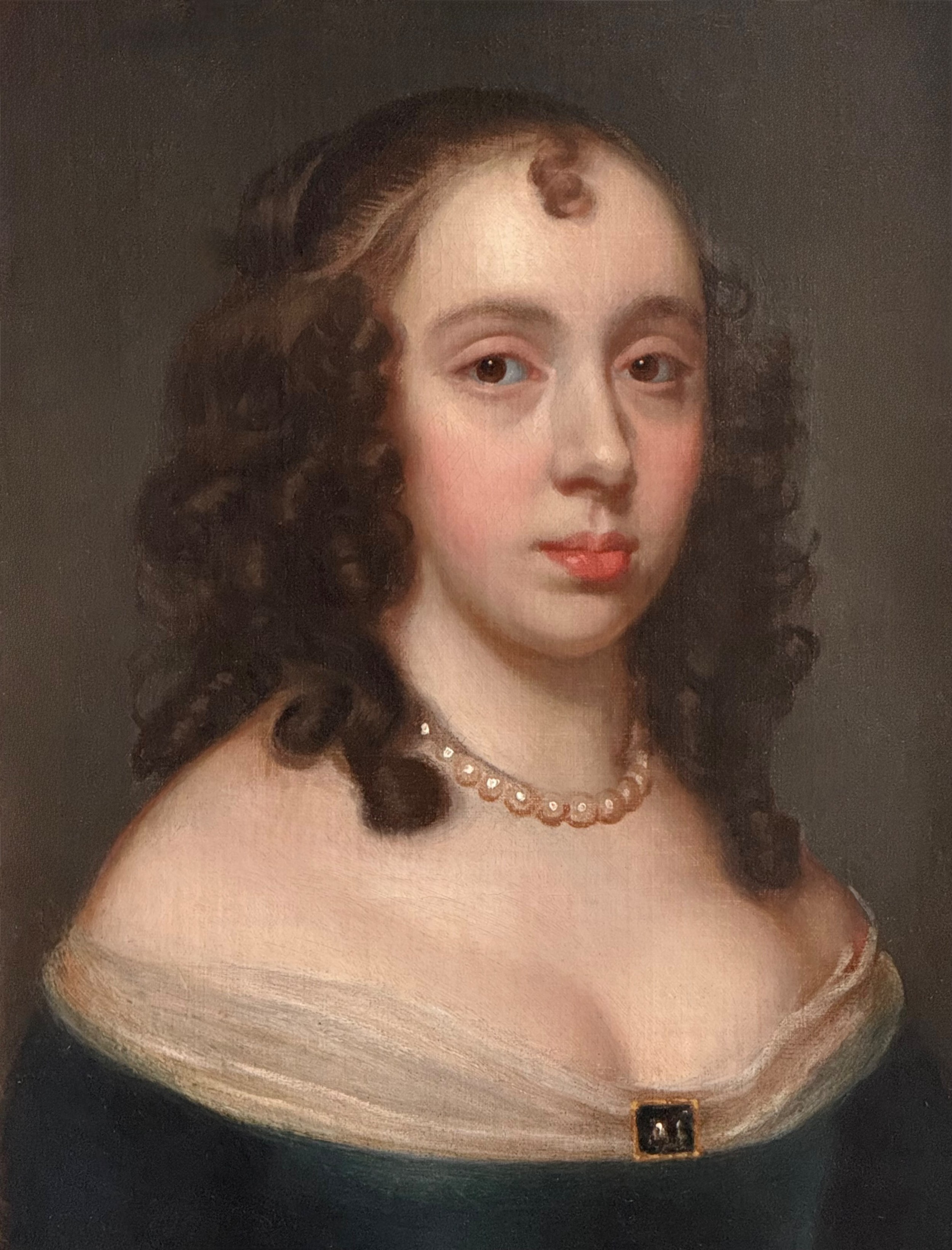 JOHN HAYLS - 17TH CENTURY OIL PORTRAIT PAINTING OF A  NOBLEWOMAN c. 1655.