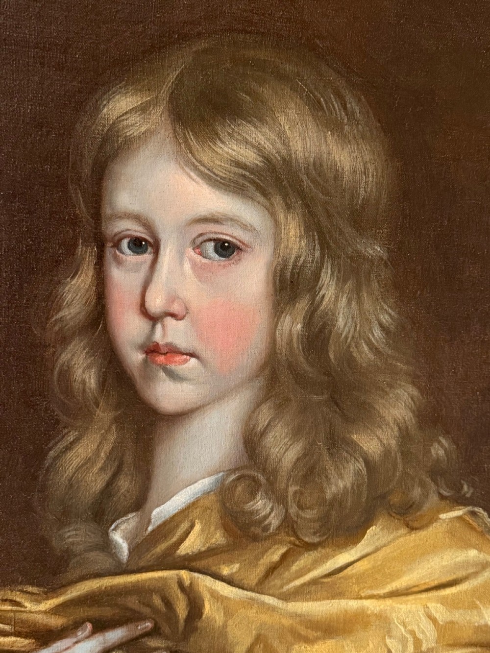 17TH CENTURY ENGLISH SCHOOL - A BOY WITH YELLOW SILK CAPE. View II
