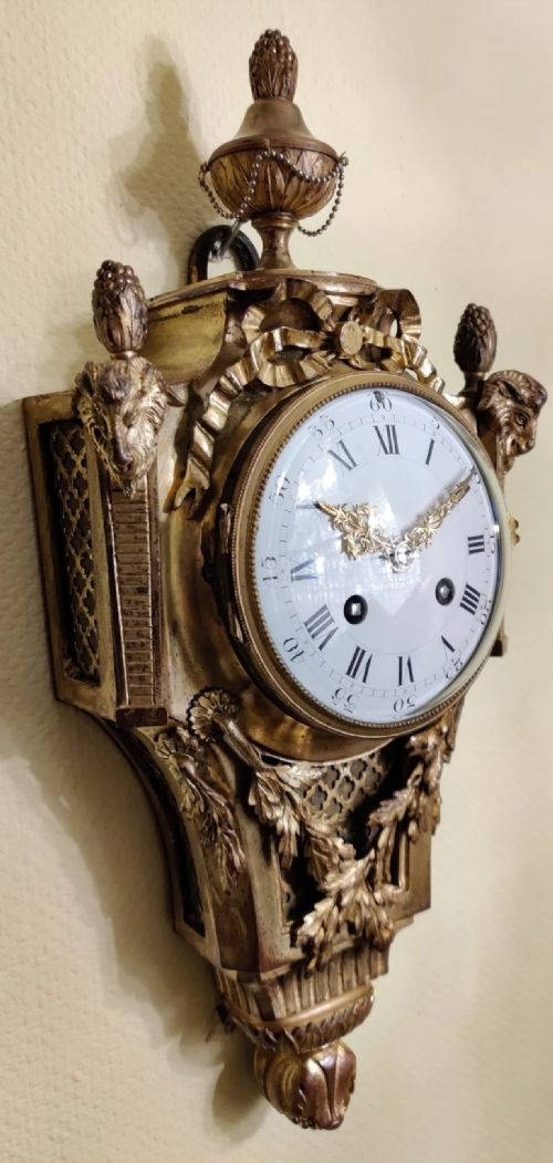 FRENCH 19TH CENTURY FRENCH GILT BRONZE CARTEL CLOCK - ADDITIONAL PHOTO 5