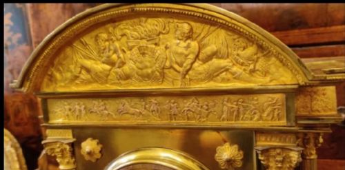 MAGNIFICENT FRENCH GILT BRONZE MANTLE CLOCK BY THE FAMOUS CLOCKMAKER BENSON 67 LUDGATE HILL LONDON PARIS MADE - ADDITIONAL PHOTO 3