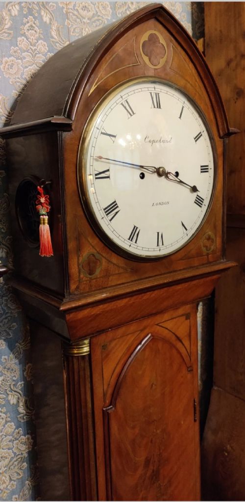 A GEORGIAN LANCET TOPPED BURR MAHOGANY LONGCASE CLOCK CIRCA 1810 - ADDITIONAL PHOTO 8