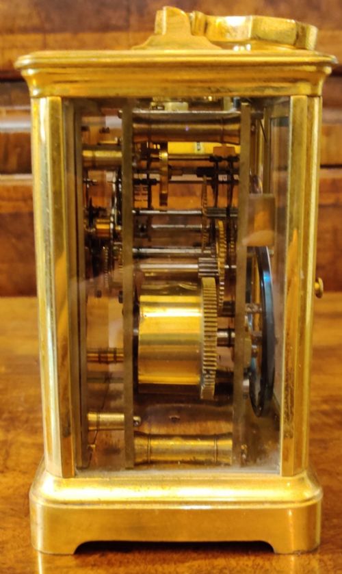 A LARGE CARRIAGE CLOCK STRIKING 19TH CENTURY IN GILT BRASS - ADDITIONAL PHOTO 1