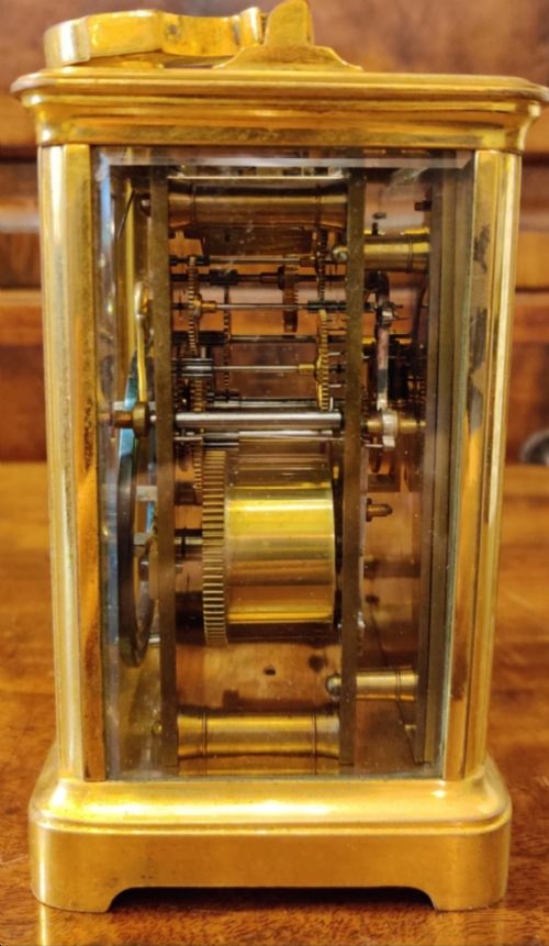 A LARGE CARRIAGE CLOCK STRIKING 19TH CENTURY IN GILT BRASS - ADDITIONAL PHOTO 2