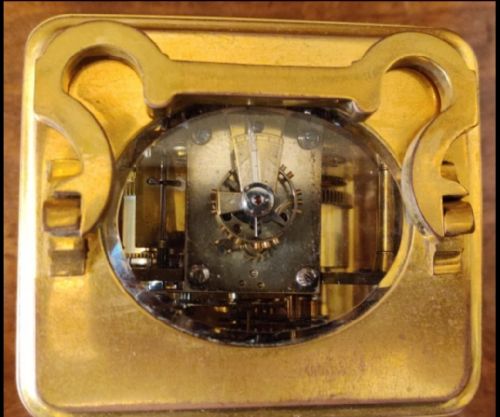 A LARGE CARRIAGE CLOCK STRIKING 19TH CENTURY IN GILT BRASS - ADDITIONAL PHOTO 3