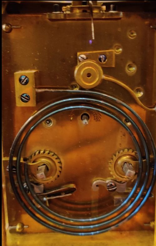 A LARGE CARRIAGE CLOCK STRIKING 19TH CENTURY IN GILT BRASS - ADDITIONAL PHOTO 4