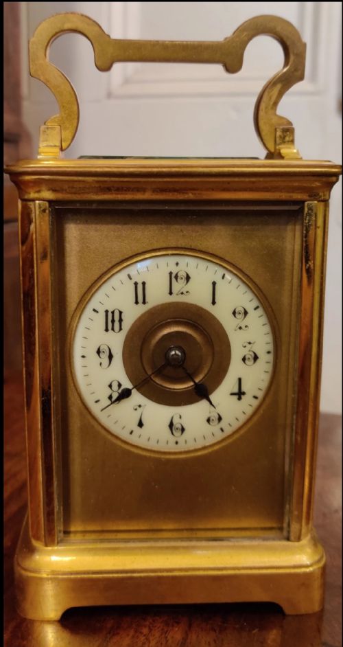 A LARGE CARRIAGE CLOCK STRIKING 19TH CENTURY IN GILT BRASS - ADDITIONAL PHOTO 5