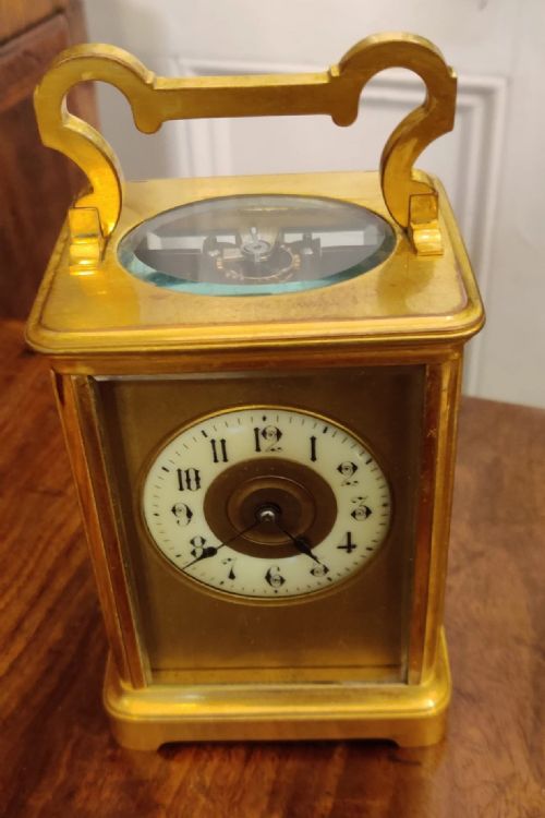 A LARGE CARRIAGE CLOCK STRIKING 19TH CENTURY IN GILT BRASS - ADDITIONAL PHOTO 7
