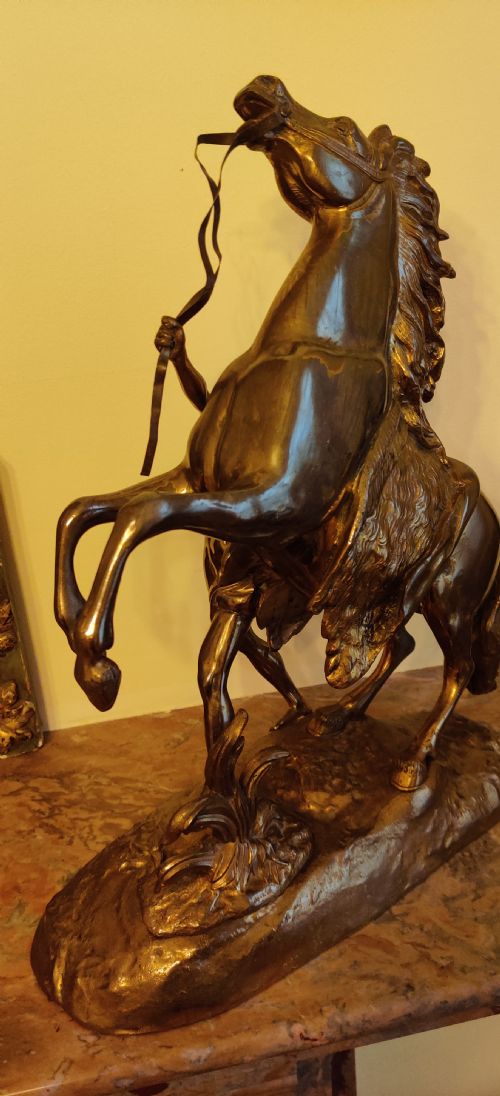 A PAIR OF LATE 19TH CENTURY GILT BRONZE FRENCH MARLY HORSESAFTER GUILLAUME COSTOU THE ELDER FRENCH 16771746 - ADDITIONAL PHOTO 6