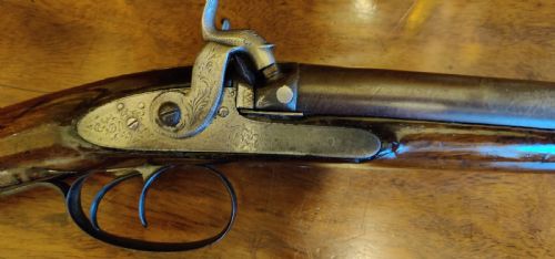 WESTLEY RICHARDS 14 BORE SIDE BY SIDE MUZZLE LOADING HAMMER ACTION 19TH CENTURY SHOTGUN - ADDITIONAL PHOTO 3