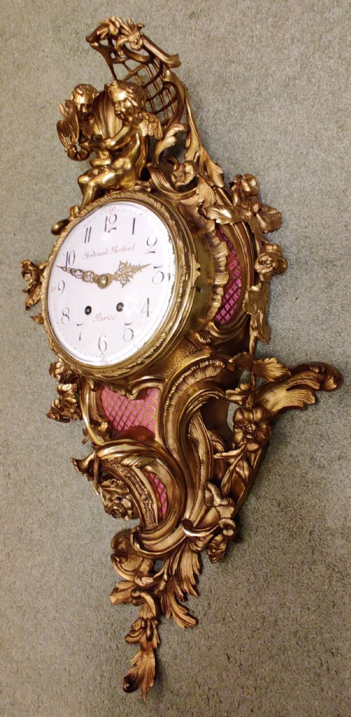 A MAGNIFICENT VERY LARGE 19TH CENTURY GILT BRONZE FRENCH ROCOCO CARTEL WALL CLOCK OF HIGH QUALITY - ADDITIONAL PHOTO 12