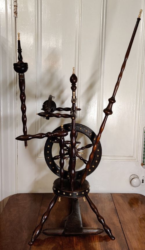 a rare castle upright spinning wheel german - CATEGORY: ANTIQUE MISCELLANEOUS - DATED 19TH CENTURY