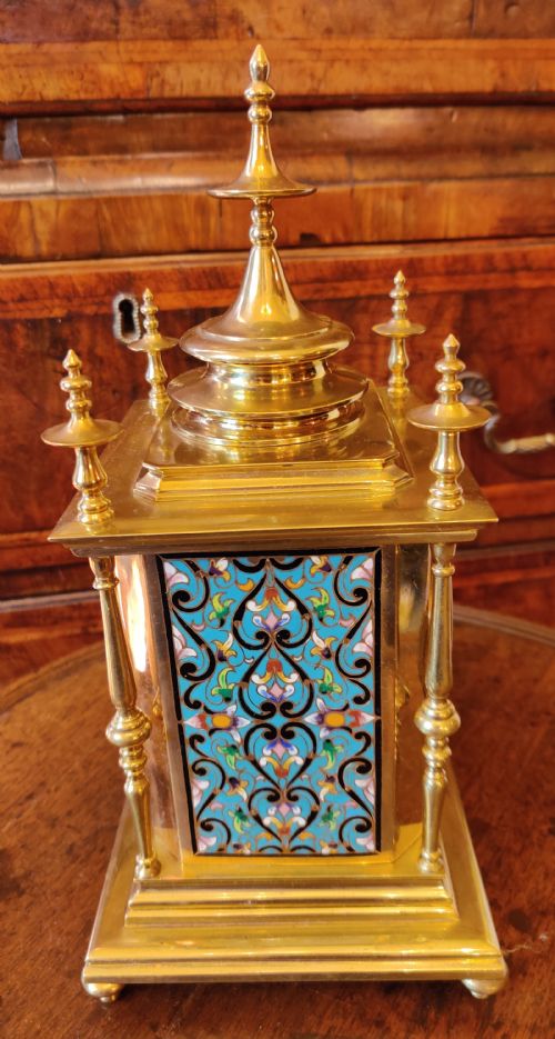 ANTIQUE CHAMPLEVE ENAMEL MANTEL CLOCK - ADDITIONAL PHOTO 6