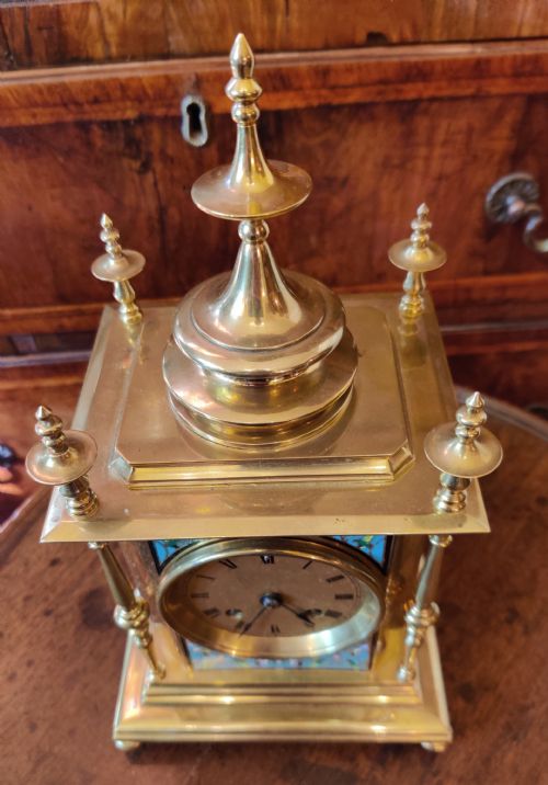ANTIQUE CHAMPLEVE ENAMEL MANTEL CLOCK - ADDITIONAL PHOTO 7