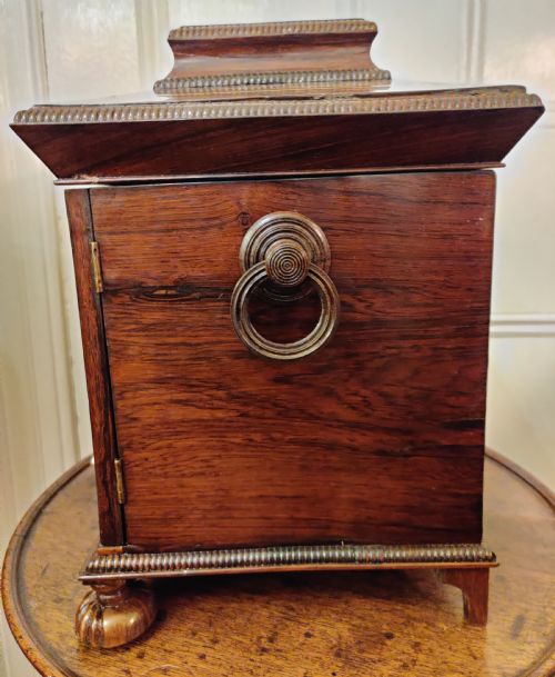 GEORGIAN ROSEWOOD AND MOTHER OF PEARL INLAID GENTLEMENS TABLE CABINET - ADDITIONAL PHOTO 6