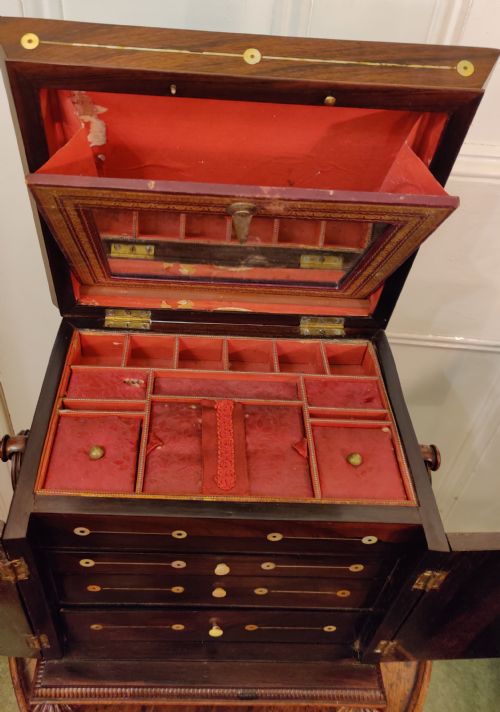 GEORGIAN ROSEWOOD AND MOTHER OF PEARL INLAID GENTLEMENS TABLE CABINET - ADDITIONAL PHOTO 9