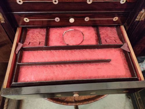 GEORGIAN ROSEWOOD AND MOTHER OF PEARL INLAID GENTLEMENS TABLE CABINET - ADDITIONAL PHOTO 10