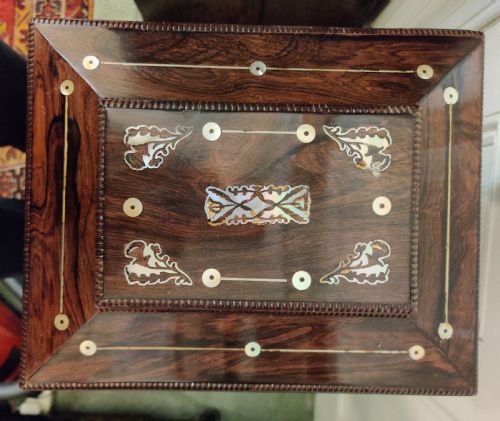 GEORGIAN ROSEWOOD AND MOTHER OF PEARL INLAID GENTLEMENS TABLE CABINET - ADDITIONAL PHOTO 20