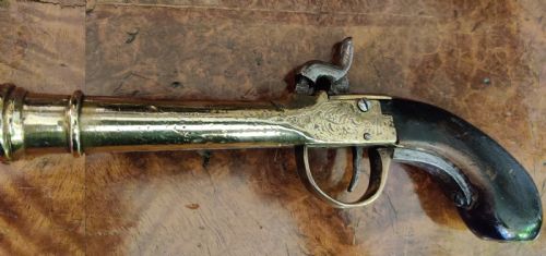 BELGIAN BLUNDERBUSS PISTOL WITH BRASS BARREL - ADDITIONAL PHOTO 2