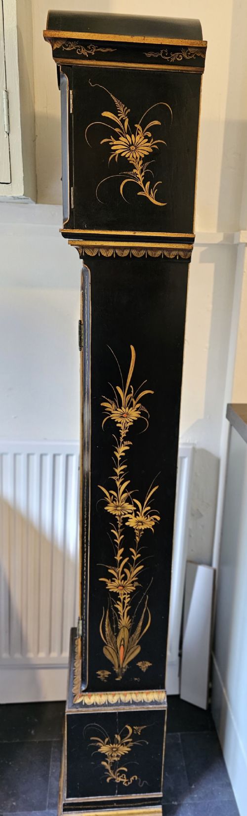 A RARE LACQUERED EDWARDIAN CHIMING GRANDMOTHER CLOCKLONGCASE CLOCK - ADDITIONAL PHOTO 5
